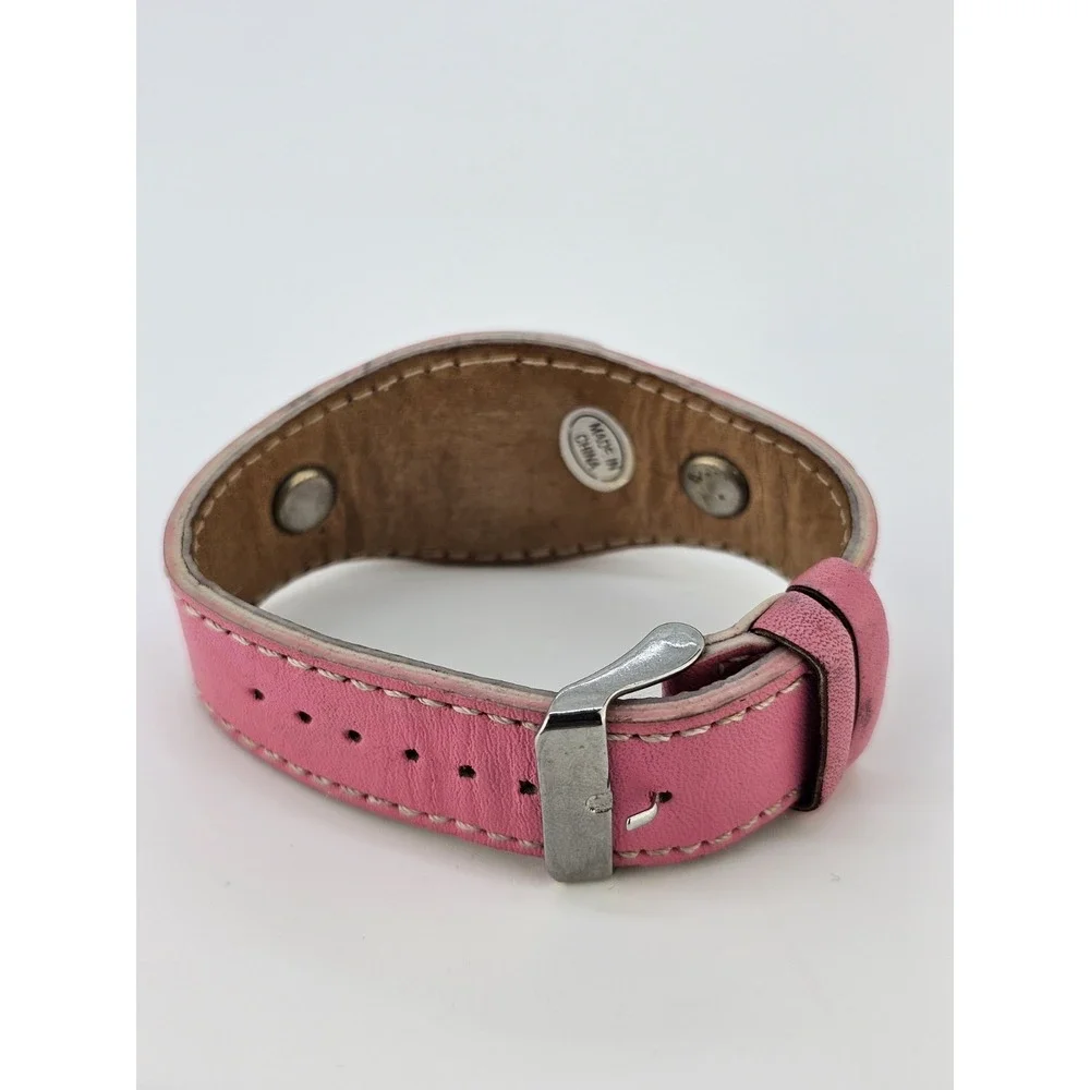 25MM Women's‎ Analog Watch Gray Dial Pink Leather Band NEW Battery